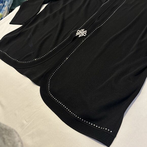 Exclusively Misook Black Cardigan Jeweled Formal Clasp Acrylic Solid - Size 3X - Picture 4 of 11